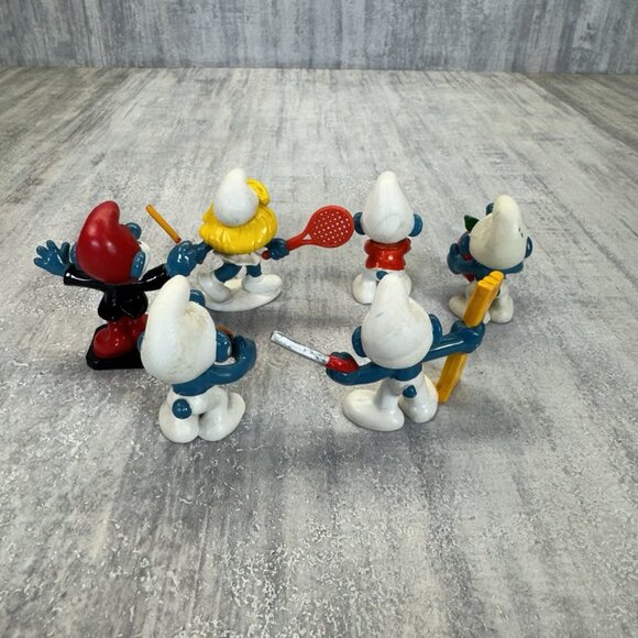 Schleich Smurf Lot of 6 Smurf Figures Vintage Peyo USED 70 80s Teacher Smurfette - Picture 8 of 16